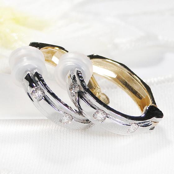 Pt900 K18YG 0.20ct ダイヤモンド イヤピタ 送料無料 プラチナ ゴールド ダイアモンド ダイヤ ダイア フープ 人気 レディース ギフト プレゼント カフ CSP00065の画像