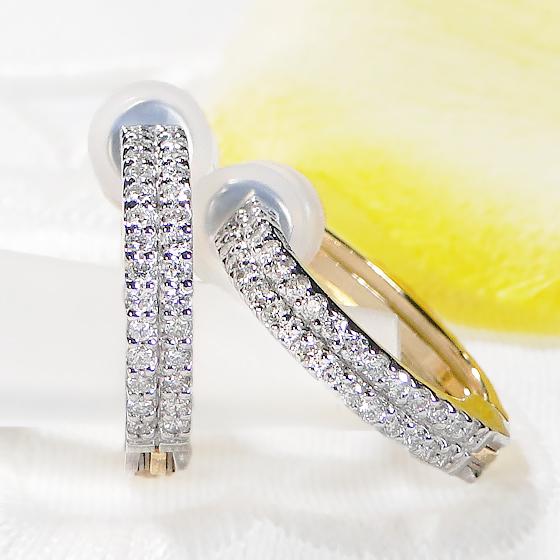 Classic CHESS Pt900 K18YG 0.30ct ダイヤモンド イヤピタ 送料