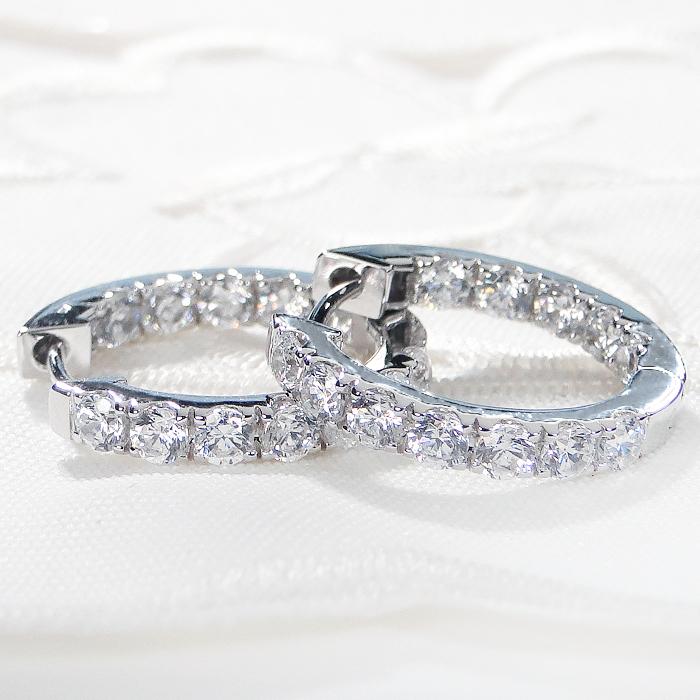 Classic CHESS K18WG 2.0ct ダイヤモンド 中折れ フープ ピアス Classic CHESS K18WG 2.0ct ダイヤモンド 中折れ フープ ピアス