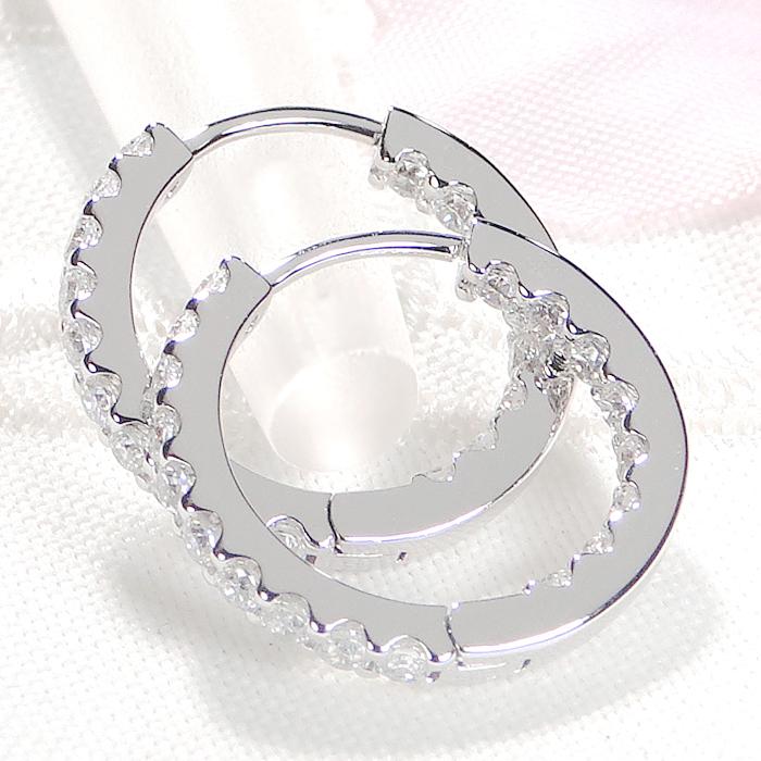 k18WG ダイヤ 0.25 フープピアス 片耳 wish！k18WG ダイヤ 0.25 フープピアス 片耳 片耳用