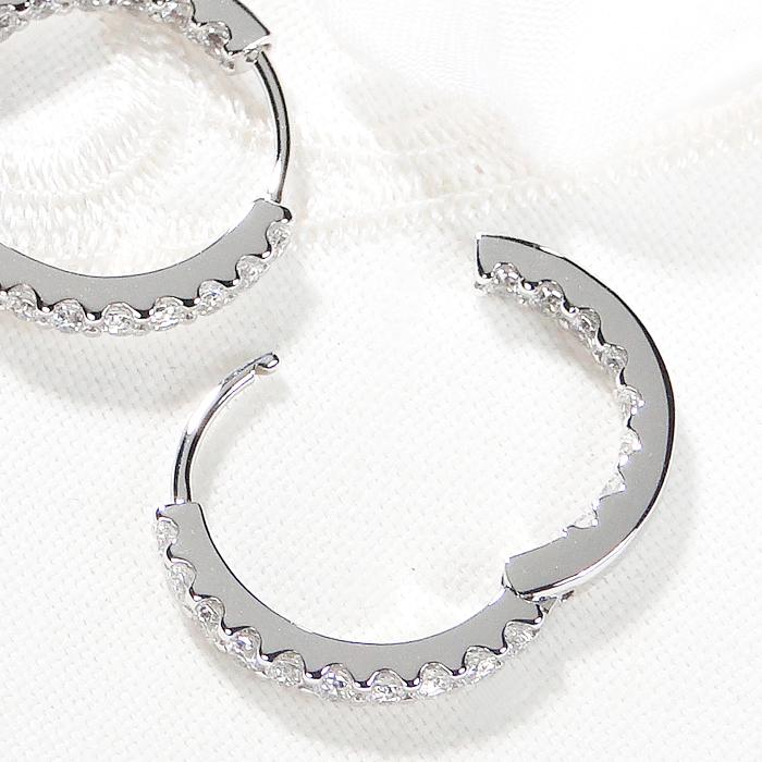最終特価‼️ K18WG 天然ダイヤモンドフープピアス 計0.30ct 新品 K18WG ダイヤモンド ピアス 0.30ct フープ — セルビーオンライン