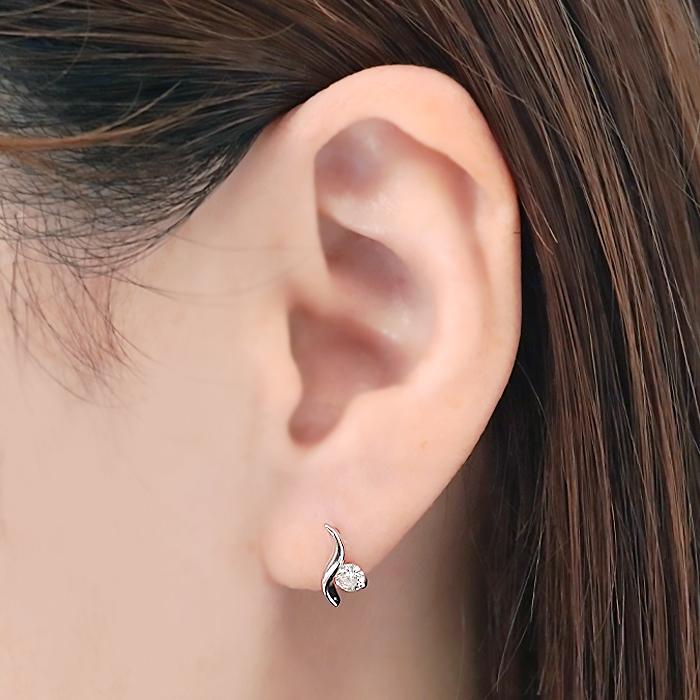 Pt900 0.24ct ダイヤモンド ウェーブデザイン ピアス SI・GOOD相当 送料無料 プラチナ PT 一粒ダイヤピアス ダイア ひと粒 ウェーブ クラシックチェス CSP00076の画像