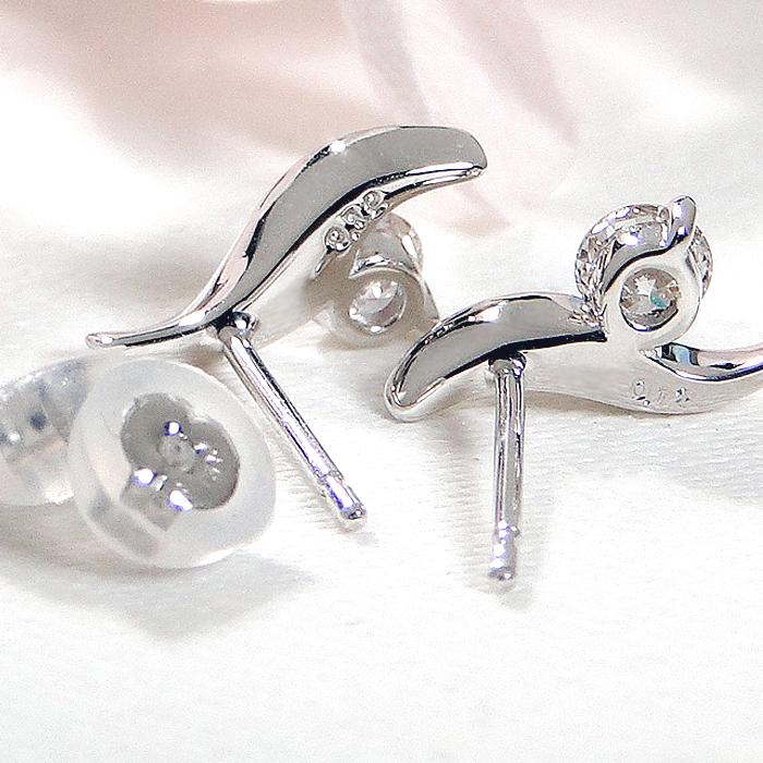 Pt900 0.24ct ダイヤモンド ウェーブデザイン ピアス SI・GOOD相当 送料無料 プラチナ PT 一粒ダイヤピアス ダイア ひと粒 ウェーブ クラシックチェス CSP00076の画像