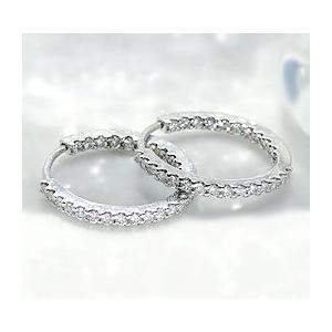 ダイヤモンド 中折れ フープピアス 16mm K18WG 0.5ct csp0025-18wの画像