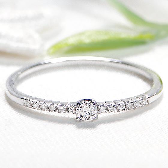 はやし】K18WG シンプルリング ダイヤモンド K18WGダイヤモンド