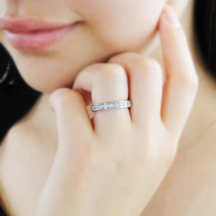 pt950 【1.0ct】SIクラス レール留 ダイヤモンドエタニティ リング 指輪  レディース 1カラット  1ct プラチナ 誕生日 クリスマス プレゼントハーフエタニティの画像
