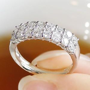 1カラット パヴェ プラチナ ダイヤ ハーフ エタニティ リング プラチナ 1ct H＆C ダイヤモンド マリッジ ブライダル 送料無料 結婚 指輪 pt950 pave csr0073 | Classic CHESS | 01