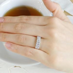 AHKAHハーフエタニティ　プラチナ　ウェディング　マリッジリング　指輪　ダイヤ K18PG スクエア ダイヤモンド ハーフエタニティ リング 1.5mm 4