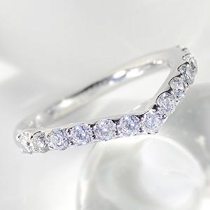 指輪 リング ダイヤモンド レディース V字 0.7ｃｔ プレゼント 誕生日 クリスマス エタニティリング プラチナ950 ハーフエタニティリング | Classic CHESS | 01