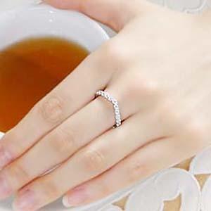指輪 リング ダイヤモンド レディース V字 0.7ｃｔ プレゼント 誕生日 クリスマス エタニティリング プラチナ950 ハーフエタニティリング | Classic CHESS | 03