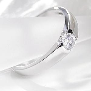 一粒ダイヤモンド タンクリング プラチナ 0.2ct ダイヤリングの画像