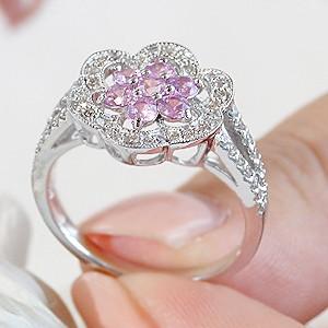 ピンク サファイア ダイヤ リング パヴェ ダイヤモンド プラチナ リング 指輪 Classic CHESS ピンクサファイア/ダイヤモンド プラチナ