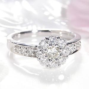 ダイヤモンドリング ブラチナ フラワーリング 1.0ctダイヤ