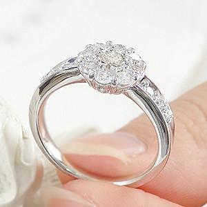 新入荷 ダイヤモンドリング ブラチナ フラワーリング 1.0ctダイヤ 【I2087846151】(73205円)