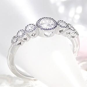 プラチナ 0.3カラット ミル打ち アンティーク エタニティ リング 送料無料 PT プラチナ  ハーフエタ PT900 上品 プレゼント 結婚 記念 クラシックチェス | Classic CHESS