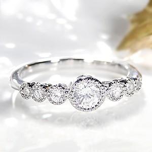 プラチナ 0.3カラット ミル打ち アンティーク エタニティ リング 送料無料 PT プラチナ  ハーフエタ PT900 上品 プレゼント 結婚 記念 クラシックチェス | Classic CHESS | 01