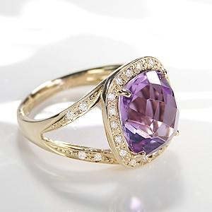 大粒アメジスト K18リング　アンティーク 大粒 23.11ct アメジストリング K18 18金×アメジスト