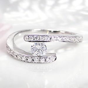 プラチナ　リング　指輪　ダイヤ　ダイヤモンド　SI2 ウェーブ 大粒 0.54ct CSR0213-PTの画像