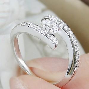 プラチナ　リング　指輪　ダイヤ　ダイヤモンド　SI2 ウェーブ 大粒 0.54ct CSR0213-PTの画像