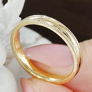 イエローゴールド ゴールド ミル打ち リング 指輪 ミルライン マリッジ ブライダル アンティーク クラシック  K18 YG 送料無料  シンプル 重ねづけ CSR0217-18Y | Classic CHESS | 03