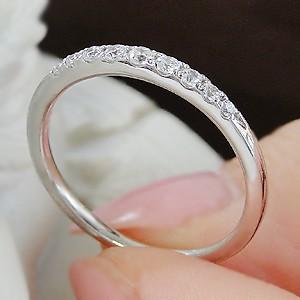 プラチナ エタニティ リング ダイヤモンド pt900 ダイヤ 指輪 送料無料  細身 グラデーション 0.15ct シンプル 重ねづけ ハーフエタ 上品 ダイア CSR0220-ptの画像