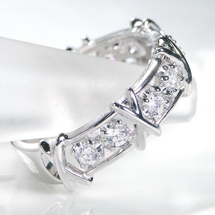 指輪 リング ダイヤモンド プラチナ レディース クロス pt900 0.5カラット 0.5ct テンダイヤモンド 10石 10粒 プレゼント 誕生日 クリスマス CSR0226-ptの画像