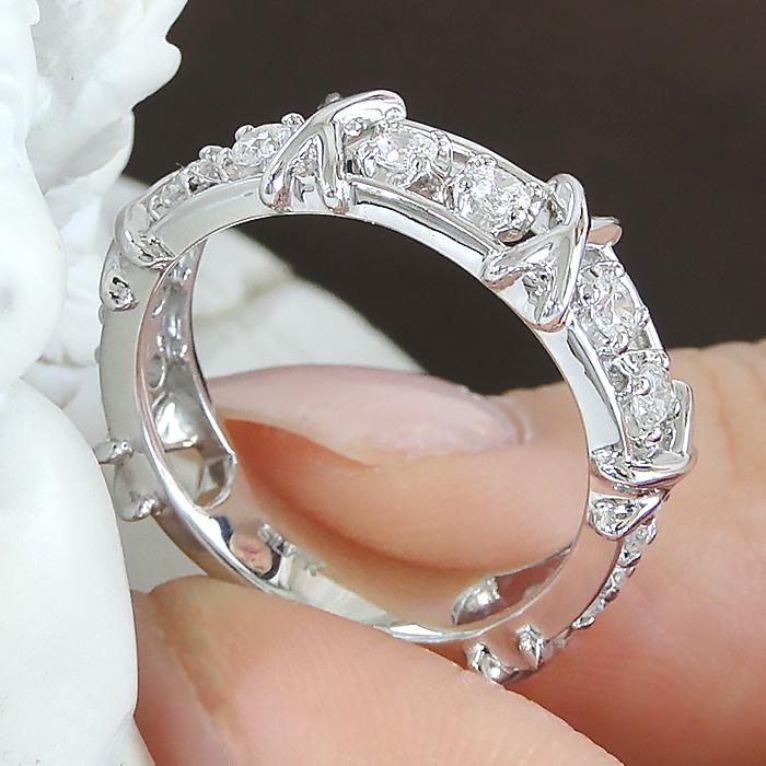 指輪 リング ダイヤモンド プラチナ レディース クロス pt900 0.5カラット 0.5ct テンダイヤモンド 10石 10粒 プレゼント 誕生日 クリスマス CSR0226-ptの画像
