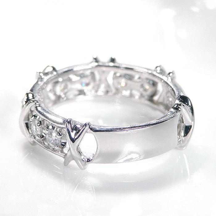 指輪 リング ダイヤモンド プラチナ レディース クロス pt900 0.5カラット 0.5ct テンダイヤモンド 10石 10粒 プレゼント 誕生日 クリスマス CSR0226-ptの画像