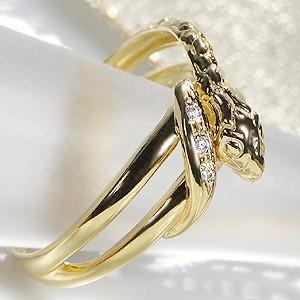 イエローゴールド スネーク リング 指輪 ダイヤ ダイヤモンド 送料無料 