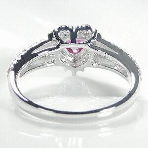 プラチナ pt950 ハート ルビー ダイヤモンド リング 0.7ctUP ダイヤ カラーストーン ハートモチーフ ハートシェイプ diamond platinum ring CSR0272-ptの画像