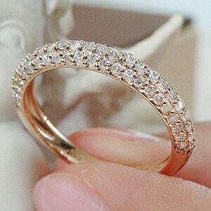 ダイヤ パヴェリング ダイヤ エタニティ ダイヤ ダイア K18PG ピンクゴールド ダイヤモンド パヴェ リング 0.5ct SI-GOOD pave 重ね着け CSR0288-18Pの画像
