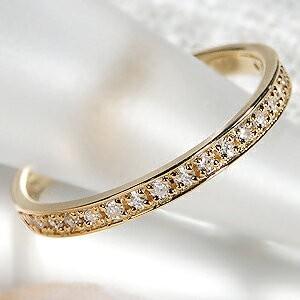 ダイヤモンド リング ハーフエタニティ K18YG  イエローゴールド  0.15ct 細身 可愛い 人気 ダイヤモンドエタニティ 重ね着け CSR0294-18Yの画像