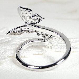 Pt950 バタフライ デザイン ダイヤモンド リング 0.36ct 蝶 チョウ ちょうちょ ダイア SIクラス GOODカット エレガント プラチナ ギフト パヴェ CSR0315-PTの画像