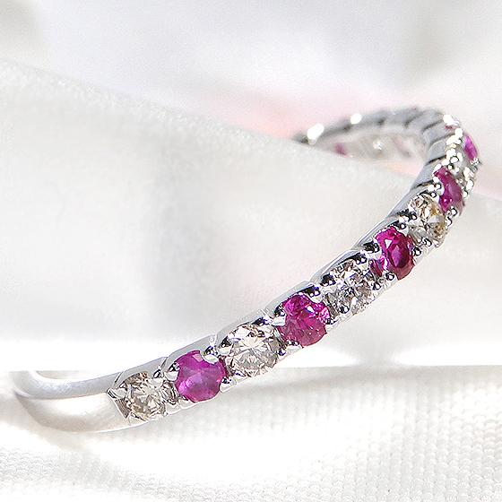 Pt950 ルビー ダイヤモンド エタニティ リング ライトブラウンカラー 特価 大特価 カラーストーン ハーフエタ 7月 4月 誕生石 プラチナ 指輪 CSR0331-Pt | Classic CHESS | 03