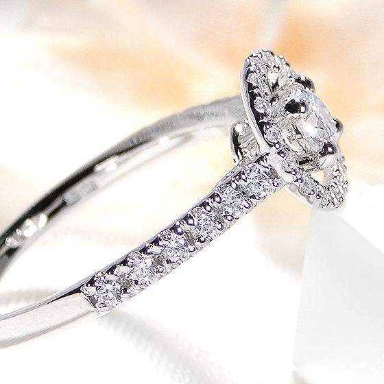 指輪 リング ダイヤモンド プラチナ Pt950 0.47ct ヘイロー 丸 円 0.2カラット 丸 上品 人気 エレガント 可愛い ギフト PT csr0344-pt | Classic CHESS | 03