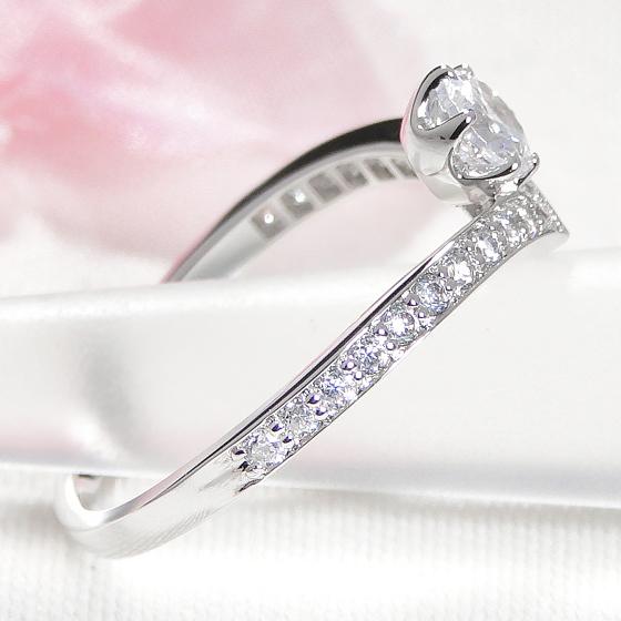 Pt950 ダイヤモンド V字 中石 0.3ct リング 0.55ct リング 送料無料 人気 0.3カラット プラチナ 結婚 婚約 指輪 ウェーブ v V 一粒 1粒 CSR0351-ptの画像