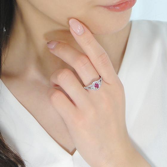 プラチナ pt950 ルビー ダイヤモンド リング 送料無料 ダイヤ 指輪 豪華 カラーストーン 取り巻き PT レッド 色石 赤 記念日 ruby CSR0355-PTの画像