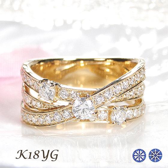 Classic CHESS K18YG ハート＆キューピッド ダイヤモンド リング 0.98