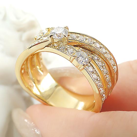 Classic CHESS K18YG ハート＆キューピッド ダイヤモンド リング 0.98