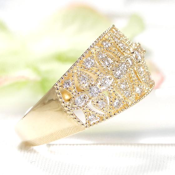 Classic CHESS K18YG ダイヤモンド デザイン リング 0.36ct 送料無料