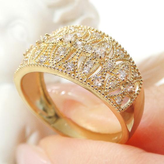 K18YG ダイヤモンド デザイン リング 0.36ct 送料無料 ダイヤ 人気  