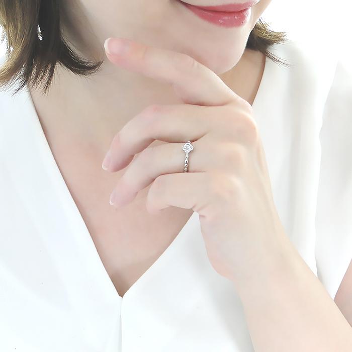 Pt950 K18YG 天然ダイヤモンド リング 0.13ct 送料無料 プラチナ ゴールド ダイヤ フラワー 花 クローバー ダイヤモンド 指輪 結婚 記念日 可愛い 人気 CSR0396の画像