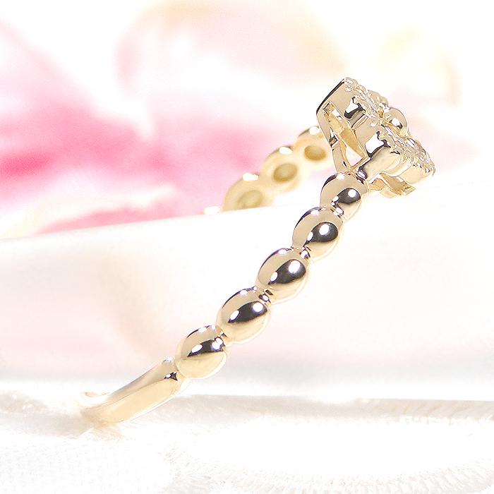 Pt950 K18YG 天然ダイヤモンド リング 0.13ct 送料無料 プラチナ ゴールド ダイヤ フラワー 花 クローバー ダイヤモンド 指輪 結婚 記念日 可愛い 人気 CSR0396の画像