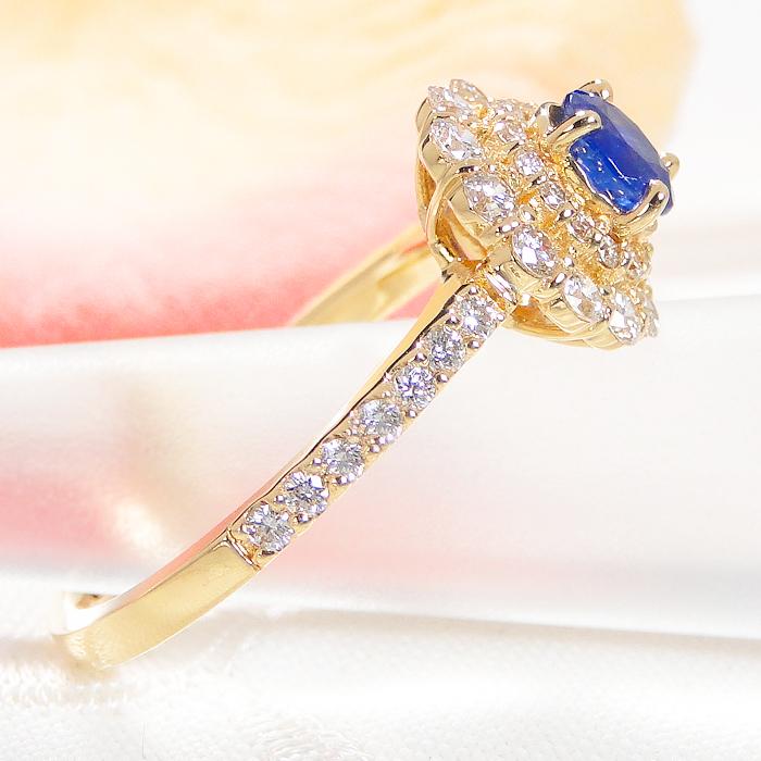Pt950 K18YG サファイア ダイヤ リング 送料無料 ダイヤ プラチナ ゴールド ダイアモンド サファイヤ フラワー 花  クラシックチェス ゴールド 指輪 CSR0399 | Classic CHESS | 01