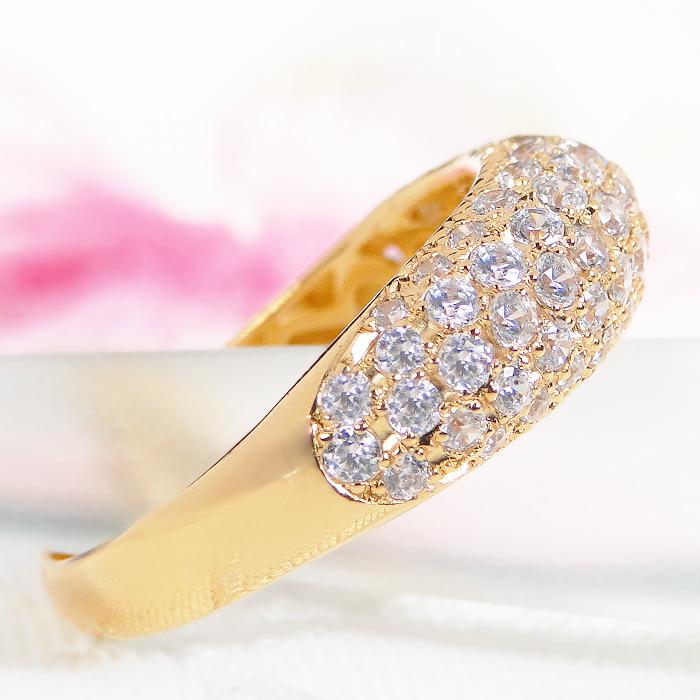 ダイヤ リング K18 パヴェ ダイヤモンド 指輪 幅広18金 ゴールド 1ct ダイヤモンド リング パヴェ K18 イエローゴールド 0.5ct : Ladia