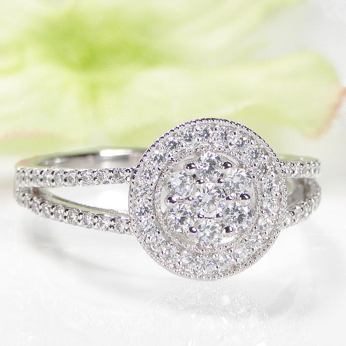 Pt950 K18YG ダイヤモンド リング 0.50ct ダイヤ プラチナ ゴールド ダイア フラワー ラウンド サークル 指輪 Pt950 K18 結婚 記念日 可愛い CSR0405の画像
