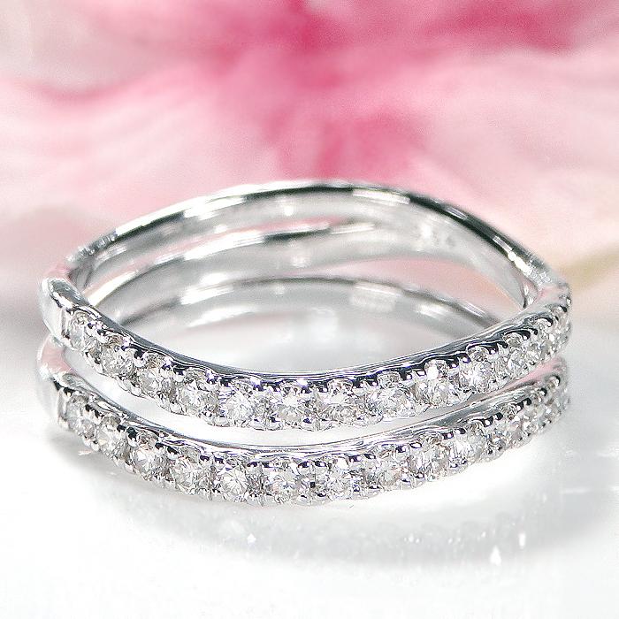 Pt950 ダイヤモンド　2連リング Classic CHESS Pt950 K18YG 二連風 ダイヤモンドリング 0.54ct