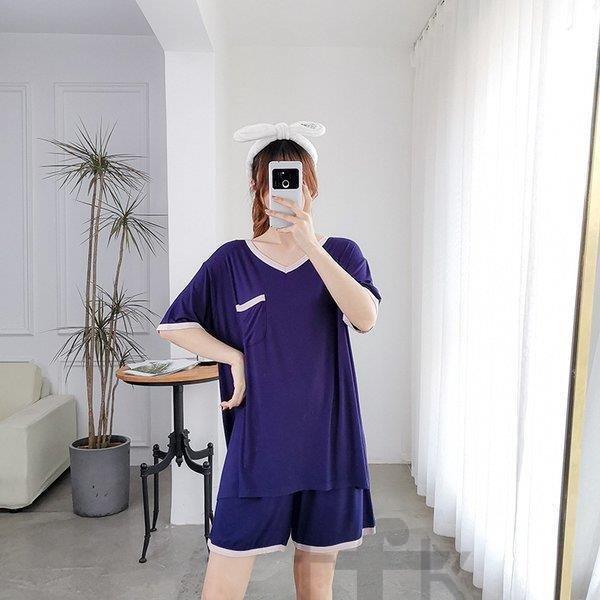 年末のプロモーション セットアップ 大きいサイズ ショットパンツ 半袖 無地 夏 春 レディース パジャマ 部屋着 ゆったり 2点セット ルームウェア 可愛い パジャマ カラー ピンク W7m Com Br