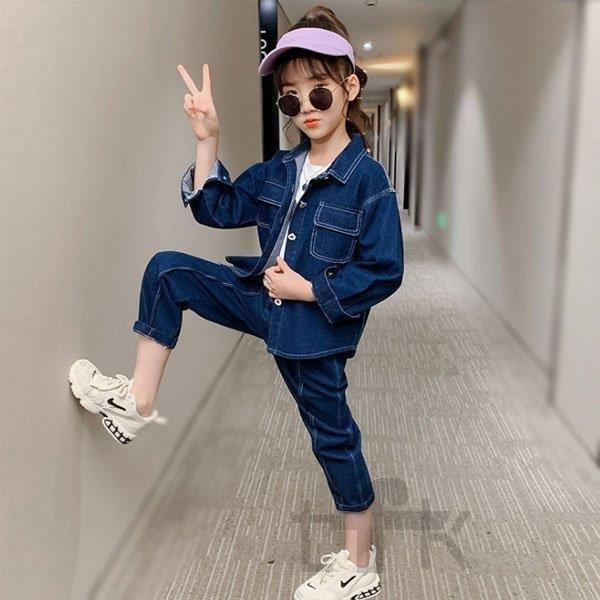 大特価放出 ウエア 女の子 デニムジャケット ジーンズ 2点セット ジュニア セットアップ キッズ 女の子 デニムジャケット ジーンズ 2点セット 学生 カウボーイスーツ 上下セット 女児用 春着 秋着 オシャレ 110 1 130 140 150 160 Www Threeriversofs Com