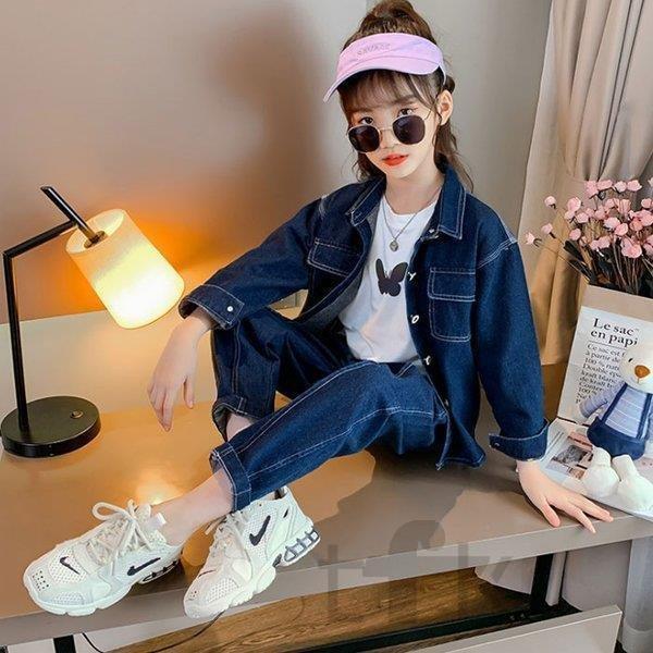 大特価放出 ウエア 女の子 デニムジャケット ジーンズ 2点セット ジュニア セットアップ キッズ 女の子 デニムジャケット ジーンズ 2点セット 学生 カウボーイスーツ 上下セット 女児用 春着 秋着 オシャレ 110 1 130 140 150 160 Www Threeriversofs Com
